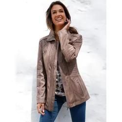 Lederjacke INSPIRATIONEN, Damen, Gr. 36, grau (taupe), 100% Lammnappaleder, unifarben, Jacken