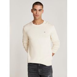 Strickpullover TOMMY JEANS "TJM SLIM ESSNTLS C-NECK SWEATER", Herren, Gr. XXXL, beige (newsprint), Strick, Obermaterial: 100% Baumwolle, unifarben, casual, slim fit hüftbedeckend, hoch geschlossener Ausschnitt, Langarm weit Bündchen, Pullover, mit Markenlogo auf der Brust