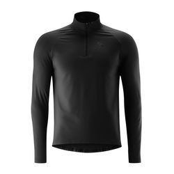 Radtrikot GONSO "Essential Jersey Longsleeve M", Herren, Gr. S, schwarz, 86% Polyester; 14% Elastan, hoch geschlossener Ausschnitt, Trikots, Herren Fahrradtrikot langarm, Midlayer Trikot