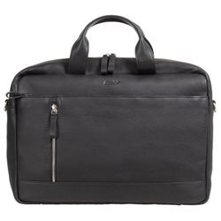 Laptoptasche ALASSIO "TIBER", Herren, Gr. B/H/T: 41cm x 28cm x 9,5cm, schwarz, Leder, unifarben mit Farbeinsatz, Taschen, Laptoptasche Dokumententasche Büro Organizer Bag Schultertasche