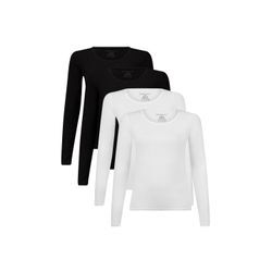 Unterhemd BAMBOO BASICS "Longsleeve LARA 4er Pack", Damen, Gr. L, N-Gr, schwarz (schwarz, weiß), Obermaterial: 68% Viskose CV. 28% Baumwolle CO. 4% Elasthan EL., Langarm, Unterhemden