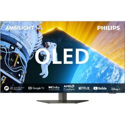 PHILIPS OLED-Fernseher, G (A-G), schwarz (metallrahmen), 48, Fernseher