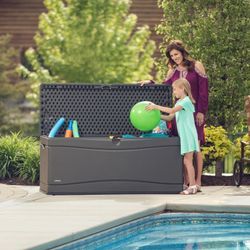 Kissenbox LIFETIME "Gartenbox XXL", grau (carbon, grau), B:153cm H:66cm T:61cm, Kunststoff, Aufbewahrungsboxen, 495 Liter