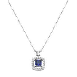 Collier "mit Zirkonia, Silber 925", blau, GIORGIO MARTELLO MILANO, Halsketten, Damen, 45cm, Silber 925 (Sterlingsilber)