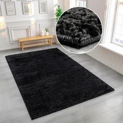 Hochflor-Teppich HOME AFFAIRE "Viva" Gr. 1, schwarz, B:60cm H:45mm L:90cm, Kunstfaser, Teppiche, Uni Farben, einfarbig, besonders weich und kuschelig, Kundenliebling