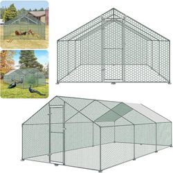 Hühnerställe Hühnerstall 3x6x2m Draußen Verzinkter Stahl Hühnerhaus Dach Geflügelstall Hühnerkäfig mit Schloss kleines Tierhaus Kleintiergehege