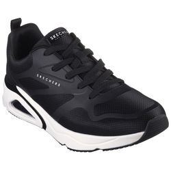 Sneaker SKECHERS "TRES-AIR", Herren, Gr. 42, schwarz, Lederimitat, Mesh, casual, Schuhe, mit Skech-Air-Sohle, Freizeitschuh, Halbschuh, Schnürschuh