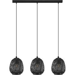 EGLO Hängeleuchte "Dembleby", schwarz, B:90cm, Lampen, Hängelampe, Hängeleuchte, Esstischlampe, Wohnzimmerlampe, Stahl, E27