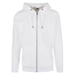 Sweatjacke URBAN CLASSICS "Urban Classics Herren Basic Terry Zip Hoody", Herren, Gr. L, weiß, 65% Baumwolle, 35% Polyester, unifarben, Langarm, Sweatjacken