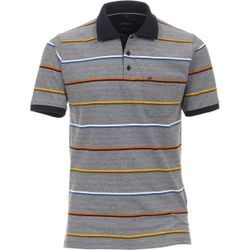 Poloshirt CASAMODA "CASAMODA Polo-Shirt gestreift", Herren, Gr. L, blau (graues mittelblau), 100% Baumwolle, Shirts