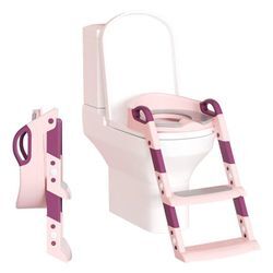 Vingo - Toilettentrainer mit Leiter Treppe mit Treppe Kindersitz Toilettensitz Töpfchen Rosa