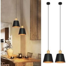 Gbly - Pendelleuchte Vintage Esszimmer Hängelampe: 2 x Industrial Hängeleuchte Ø20cm Schwarz Metall E27 Esstischlampe Retro Esszimmerlampe 1 Flammig