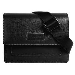 Umhängetasche BUGATTI "ELSA", Damen, Gr. B/H/T: 19cm x 14cm x 8cm onesize, schwarz, Leder, unifarben, leicht glänzend, Taschen, echt Leder