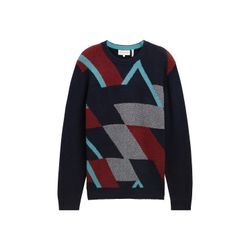 TOM TAILOR Herren Gemusterter Strickpullover, blau, Gemustert, Gr. XL