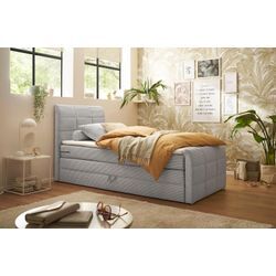 Boxspringbett ED EXCITING DESIGN "Bolivia", grau (hellgrau), B:103cm L:220cm, 92% Polyester, 8% Nylon, Komplettbetten, Boxspringbett, harte Seite mit Kokosmatte, weiche Seite mit Filzabdeckung