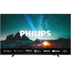 PHILIPS LED-Fernseher, F (A-G), grau (anthrazit), 65, Fernseher