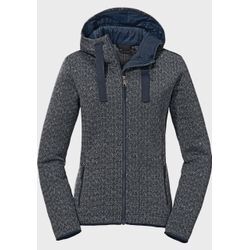 Fleecejacke SCHÖFFEL "Fleece Hoody Aurora L", Damen, Gr. 34, blau (8820, blau), Oberstoff Rumpf: 100% Polyester Futter Kapuze: 100% Polyester, modisch, regular fit, hoch geschlossener Ausschnitt, Langarm, Jacken