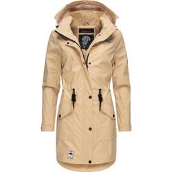 Outdoorjacke NAVAHOO "Deike", Damen, Gr. L (40), beige, Oberstoff: 50% Polyurethan, 50% Polyester, Futter: 100% Polyester, Ärmelfutter: 100% Polyester, modisch, tailliert Po-bedeckend, Langarm Ärmel ohne Ärmelschlitz normaler Saum mit Druckknopf, Jacken, modischer Damen Outdoor Regenmantel