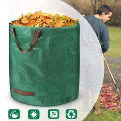 Uisebrt - 9x Gartenabfallsack mit Griffen Gartensack 272L Laubsack Gartensäcke Doppelter Boden, Faltbar Robust Wasserabweisend und Selbststehend