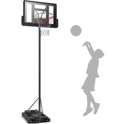 Panier de Basket-Ball sur Pied 97x65x360cm Hauteur Réglable 3,05M à Roulettes Rempli Eau/Sable Filet en Nylon Jeune/Adulte - Costway