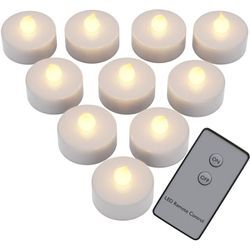 Monzana - Teelichter led +300H elektrisch flackernd mit Fernbedienung mit Batterien flammenlose realistische Kerzen hell warm weiß 10er Set je 3,7cm