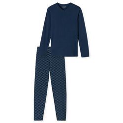 Schiesser Pyjama Herren Baumwolle, blau