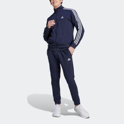 Trainingsanzug ADIDAS SPORTSWEAR "BASIC 3-STREIFEN", Herren, Gr. XXL, blau (legend ink), Obermaterial: 70% Baumwolle, 30% Polyester, gestreift, sportlich, Sportanzüge