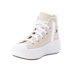 Sneaker CONVERSE "CHUCK TAYLOR ALL STAR MOVE PLATFORM COATED LEATHER", Gr. 27, desert sand, schwarz, weiß, Leder, sportlich, Schuhe