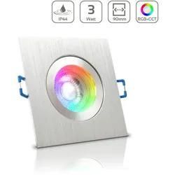 Einbauspot IP44 eckig - Farbe: Alu-gebürstet - LED Leuchtmittel: GU10 5W RGB+CCT