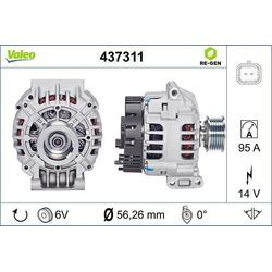 VALEO Generator REMANUFACTURED PREMIUM 14V 95A für RENAULT DACIA 8200834607 7711497306 8200030635 437311