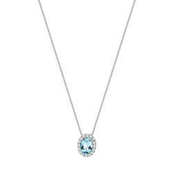 Zeeme Gemstones Collier 375/- Weißgold Zirkonia und Blautopas