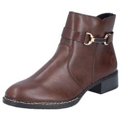 Stiefelette RIEKER, Damen, Gr. 38, lila (marrone), Lederimitat, unifarben, klassisch, Schuhe, Business-Stiefelette, Boots, mit Innenreißverschluss, schmale Form