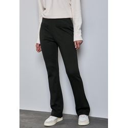 Bootcuthose STREET ONE, Damen, Gr. 38, Länge 32, schwarz, Jersey, Obermaterial: 70% Viskose, 25% Polyester, 5% Elasthan, unifarben, casual, skinny fit lang, Hosen, mit Stretchbund