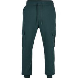 Stoffhose URBAN CLASSICS "Urban Classics Herren Cargo Sweatpants", Herren, Gr. L, US-Größen, grün (bottlegrün), 65% Baumwolle, 35% Polyester, unifarben, normal, Hosen