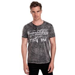 T-Shirt RUSTY NEAL, Herren, Gr. L, schwarz, 100% Baumwolle, Batikmuster, mehrfarbig, normal, Rundhals, Kurzarm, Shirts, in melierter Optik