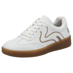 Plateausneaker R-RIEKER, Damen, Gr. 36, gelb (weiß, camelfarben), Lederimitat, sportlich, Schuhe, Freizeitschuh, Halbschuh, Schnürschuh in veganer Verarbeitung