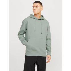 Kapuzensweatshirt JACK & JONES "JJESTAR BASIC SWEAT HOOD NOOS", Herren, Gr. L, grün (iceberg grün), angeraute Sweatware, Obermaterial: 70% Baumwolle, 30% Polyester, unifarben, modisch, relaxed fit taillenbedeckt, ohne Ausschnitt, Langarm Rippbündchen, Sweatshirts, mit Rippbündchen