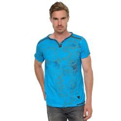 T-Shirt RUSTY NEAL, Herren, Gr. L, blau, 100% Baumwolle, unifarben, normal, Rundhals, Kurzarm, Shirts, mit Allover-Druck