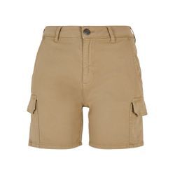 Cargohose URBAN CLASSICS "Urban Classics Damen Ladies High Waist Cargo Shorts", Damen, Gr. 32, Normalgrößen, beige (unionbeige), 98% Baumwolle, 2% Elasthan, unifarben, normal, Hosen