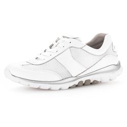 Sneaker GABOR ROLLINGSOFT, Damen, Gr. 41, weiß, Leder, Textil, unifarben, sportlich, Schuhe, mit sportlichem Mesheinsatz, Freizeitschuh, Halbschuh, Schnürschuh