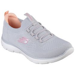 Slip-On Sneaker SKECHERS "SUMMITS", Damen, Gr. 39, grau (grau, meliert), Textil, meliert, sportlich, Schuhe, Freizeitschuh, Halbschuh, Slipper mit flexibler Traktionslaufsohle