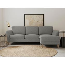 Ecksofa HOME AFFAIRE "MARSEILLE (242/152cm),L-Form, Rec. rechts/links", grau, B:242cm H:88cm T:152cm, 85% Polypropylene, 15% Polyester, Sofas, Massivholzbeine aus Eiche, in verschieden Bezügen und Farbvarianten