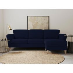 Ecksofa HOME AFFAIRE "MARSEILLE (242/152cm),L-Form, Rec. rechts/links", blau, B:242cm H:88cm T:152cm, 85% Polypropylene, 15% Polyester, Sofas, Massivholzbeine aus Eiche, in verschieden Bezügen und Farbvarianten