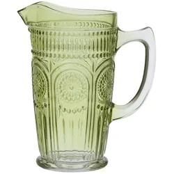 Krug Vintage mit Blumenmuster - Glas - Kanne - Boho Stil - 1,4l - grün