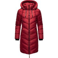 Wintermantel MARIKOO "Armasa", Damen, Gr. S (36), rot (dunkelrot), Oberstoff: 100% Polyester, Futter: 100% Polyester, Wattierung: 100% Polyester, Ärmelfutter: 100% Polyester, modisch, tailliert ca. Mitte Oberschenkel, hoch geschlossener Ausschnitt, Langarm Ärmel ohne Ärmelschlitz Rippstrickbündchen, Mäntel, modischer Damen Winter Steppmantel mit Kapuze