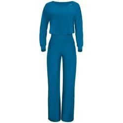 Jumpsuit WINSHAPE "JS101LSC", Damen, Gr. L, Normalgrößen, grün (teal grün), 85% Polyester, 15% Elasthan, Rundhals, Langarm, Overalls, Functional Comfort