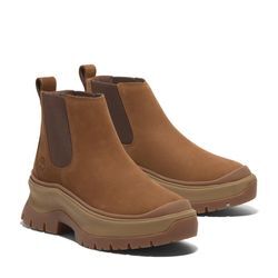 Chelseaboots TIMBERLAND "ROXIE LANEMID CHELSEA BOOT", Damen, Gr. 38,5, braun (rust nubuck), Leder, sportlich, Schuhe, Stiefelette, Winterschuhe, Ankle Boots