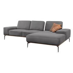 Ecksofa W.SCHILLIG "run, Designsofa mit tollem Sitzkomfort, bequem, L-Form", grau (grau w82), B:279cm H:88cm T:178cm, Longlife Xtra-Leder Z73: Naturwalkleder der Luxusklasse aus den erlesensten Rohhäuten. Hautstärke 1, 1 u2013 1, 3 mm, ROHLEDER Jacquard-Flachgewebe Q2 W60 (63% Polyester, 37% Polyacryl), ROHLEDER Chenille-Flachgewebe Q2 W77 (68% Polyacryl, 32% Polyester), Stoff S37 (100% Polyester)