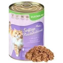 24 x 400 g Lecker.Pet® Balu's Saftige Fleischmahlzeit mit Huhn Katzenfutter Nassfutter