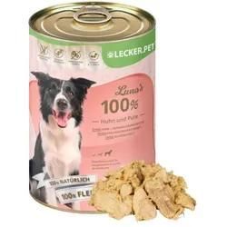 6 x 400 g Lecker.Pet® Luna's 100 % Huhn und Pute Hundefutter Nassfutter